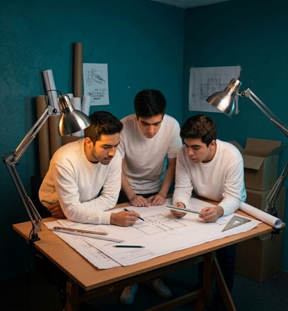318 Arquitectos estudiando varios servicios como: Mantenimiento Residencial e Industrial, Diseño y planos arquitectónicos y ejecutivos y Obra Civil desde Cero.